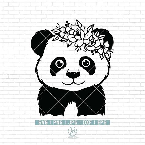 Floral Panda Svg Panda Svg Cute Animal Svg Cute Baby Etsy