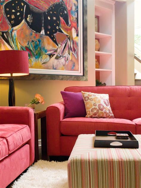 Comfy Red Sofas In Contemporary Living Room Hgtv