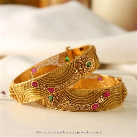 Manubahi Jewellers Gold Antique Bangle ~ South India Jewels