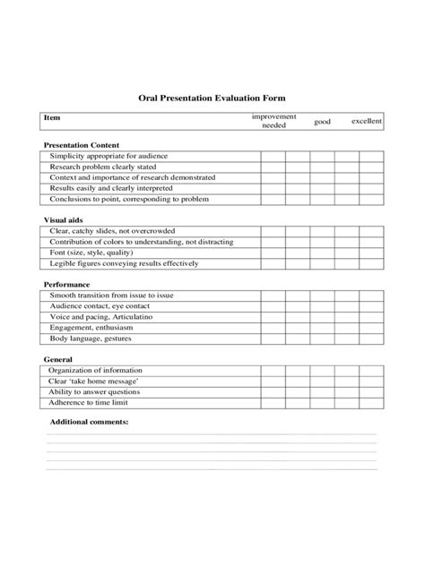 Check spelling or type a new query. Oral Presentation Evaluation Form - 2 Free Templates in ...