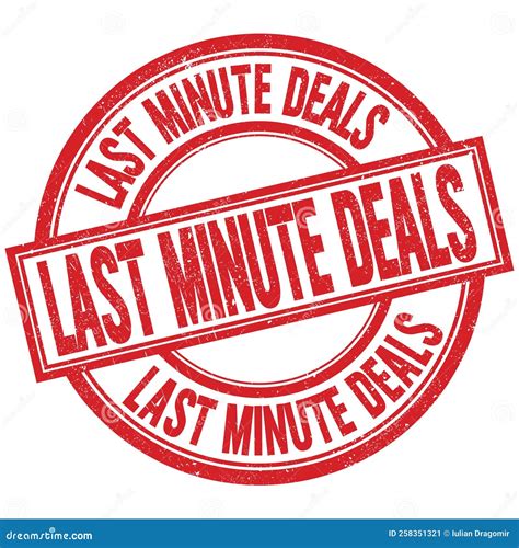 Last Minute Deals Written Word On Red Stamp Sign Stock Illustration