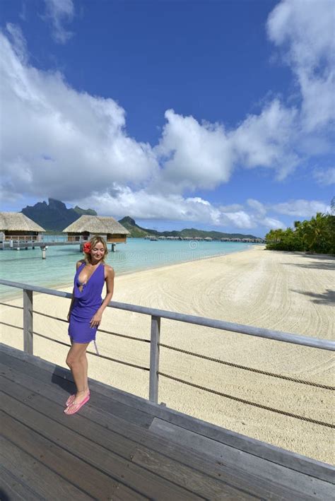 Woman On Vacation In Bora Bora Stock Image Image Of Seychelles