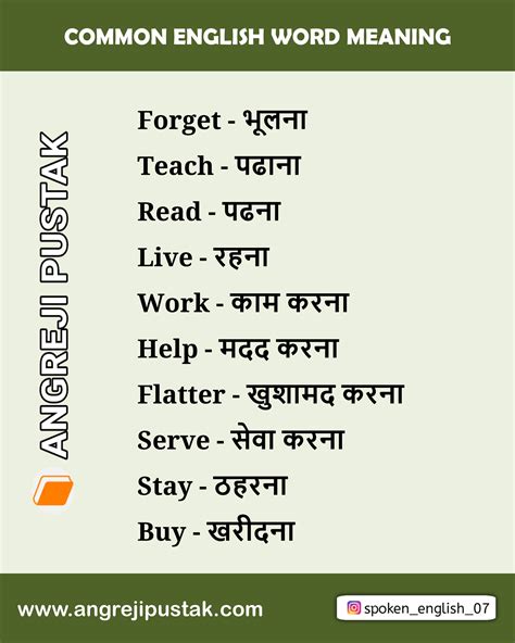 Daily Use English Words List With Hindi Meaning With Pdf And Images