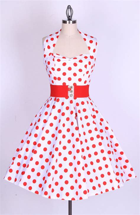 i would prefer a bow around the waist but this is a dream dress 50s polka big red dots white