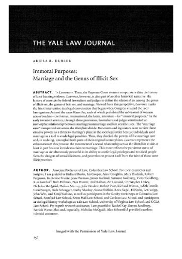 Immoral Purposes Marriage And The Genus Of Illicit Sex