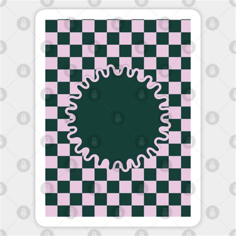 Green Checkerboard Wavy Lines Checkered Sticker Teepublic