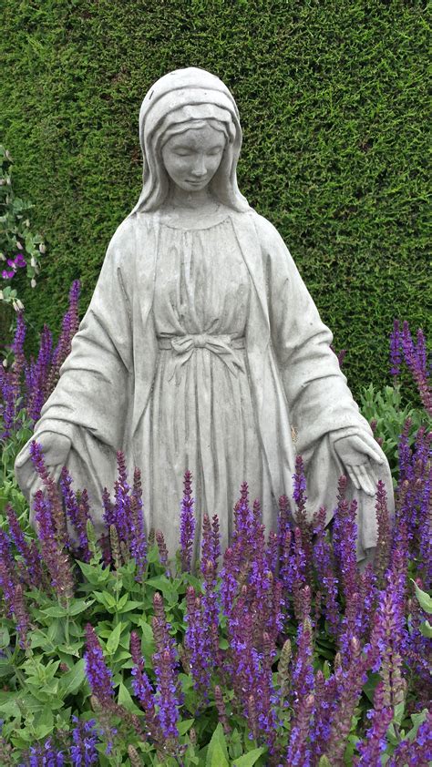 Virgin Mary Statue Surrounded By Lavender Found This At Rogers Garden
