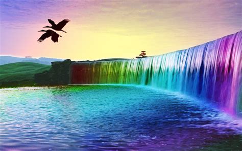 3d Colorful Waterfall Wallpaper
