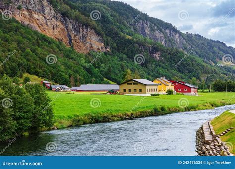 Houses By The River Norway Stock Photo Image Of Rural Norway 242476334