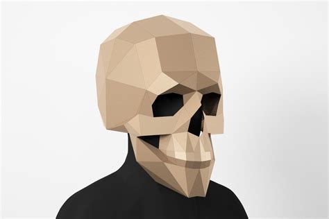 Paper Craft Mask Skull Low Poly Mask Skull Human Skull Mask Diy Pdf