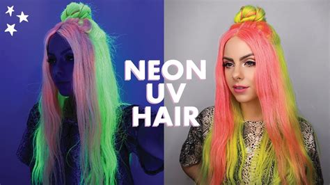Neon Uv Hair Dye Tutorial In Pink And Yellow Youtube