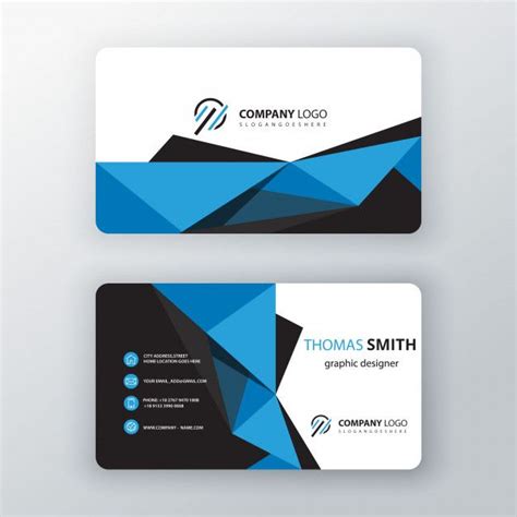 Free Vector Blue Polygonal Editable Business Card Business Cards