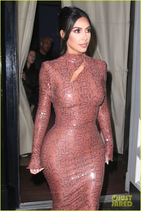 Kim Kardashian Wears Skintight Dress While Out For Dinner With Kourtney