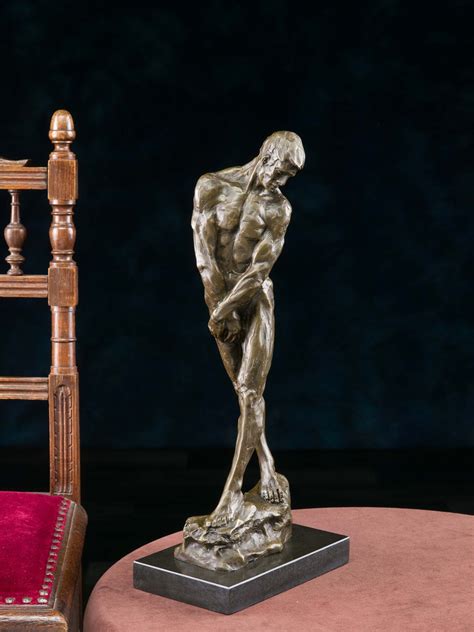 Metalware Antiques Bronzeskulptur Akt Mann J Ngling Bronze Skulptur Figur Nach Rodin Kopie