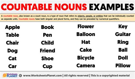 Countable Nouns Examples