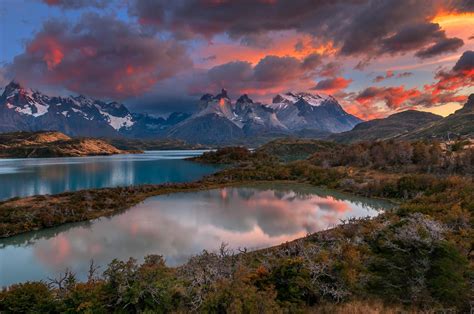 Chile Patagonia River Mountain Clouds ☁ Hd Wallpaper