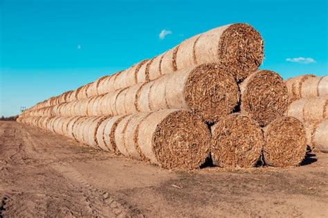 A Stack Of Hay In A Field Free Photo