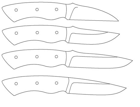Stonewood designs, custom neck knives and fixed blade knives. bladesoutlinedBuzztailGrnCnvMic | Knife patterns, Knife making, Knife template