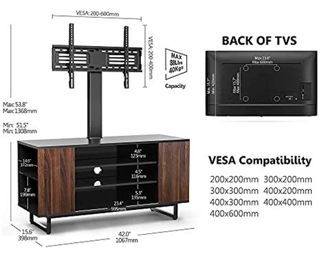 Fitueyes Swivel Floor Tv Stands With Storage For 32 70 Inch Tvs