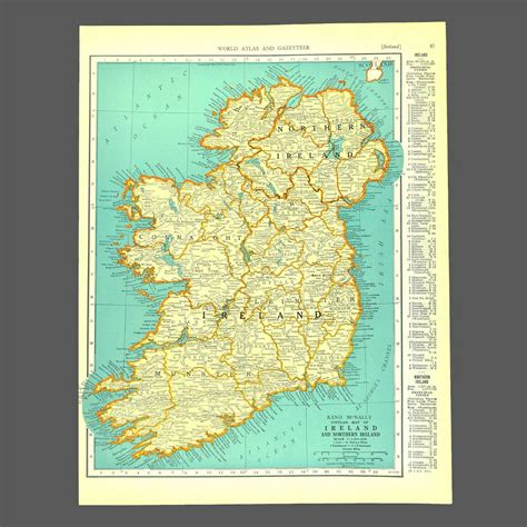 1941 Antique Ireland Map Vintage Atlas Map Of Ireland Gallery Wall Art