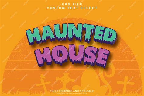 Premium Vector Editable 3d Text Effect Haunted House 3d Cartoon