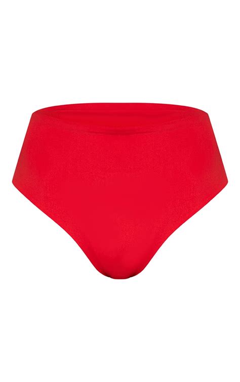 Red Mix And Match High Waisted Bikini Bottom Prettylittlething
