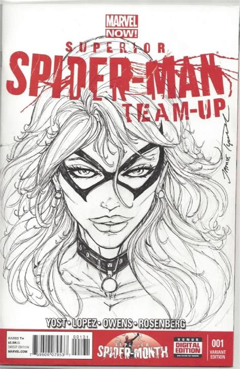 Superior Spiderman Team Up 1 Sketch Cover By Jamie Tyndall Black Cat
