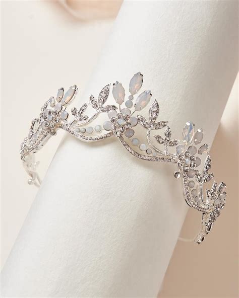 Opal And Crystal Bridal Tiara Opal Wedding Headpiece Crystal Etsy