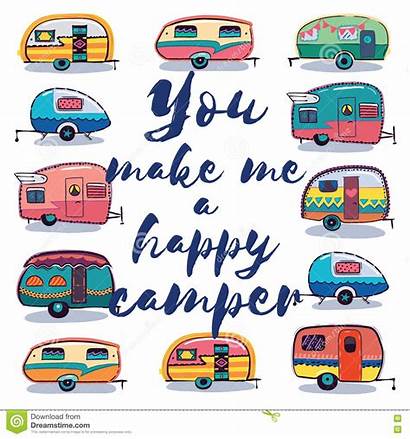Camper Happy Vector Camping Caravan Retro Fun