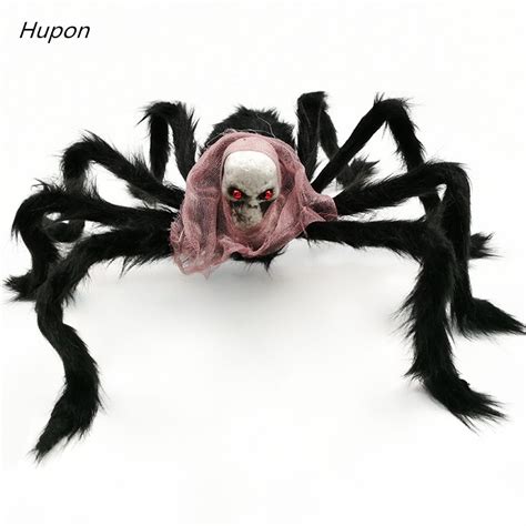 New Halloween Spider Decoration Black Simulation Spiders With Skull