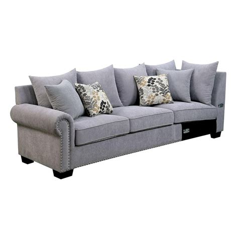 Buy Furniture Of America Skyler Cm6156gy Sectional Sofa In Gray Fabric
