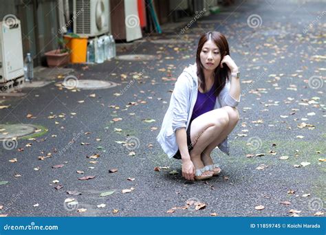 Japanese Girl Stock Image Image Of College Outside