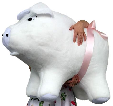American Made Giant Stuffed Pig 32 Inch Soft White Big Plush Etsy