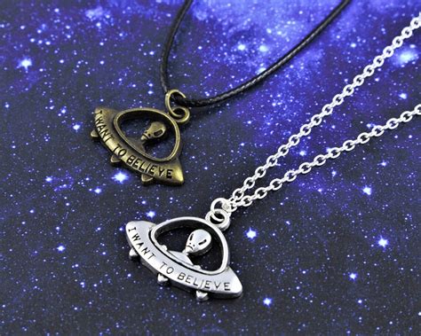 Alien Necklace Ufo Necklace Space Jewellery I Want To Etsy