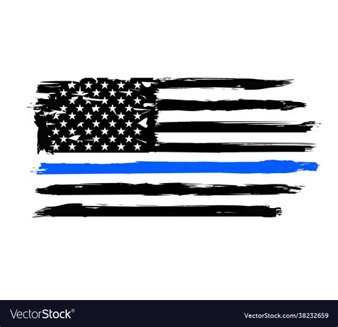 Thin Blue Line Us Flag Police Blue Line Royalty Free Vector
