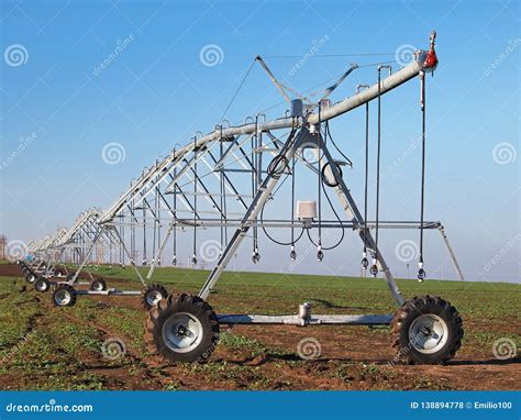 Irrigation System On Wheels Stock Photo Image Of Pivot Pump 138894778
