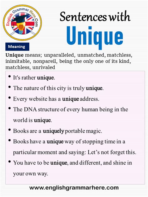 Sentences With Unique Unique In A Sentence And Meaning When Using The
