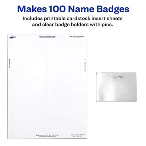 Avery Pin Style Top Loading Name Badges 225 X 35 Inches White Box