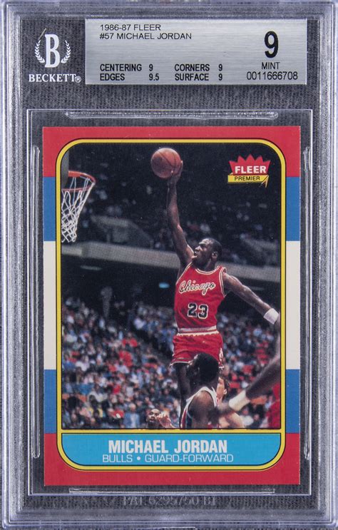 Maybe you would like to learn more about one of these? Lot Detail - 1986/87 Fleer #57 Michael Jordan Rookie Card - BGS MINT 9