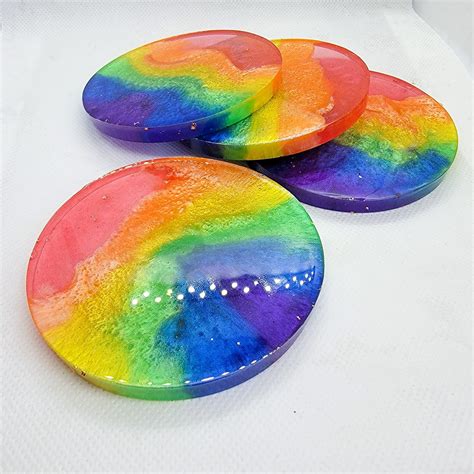 Gay Pride Rainbow Coaster Set 4 Pieces 4 Piece Rainbow Drink Etsy