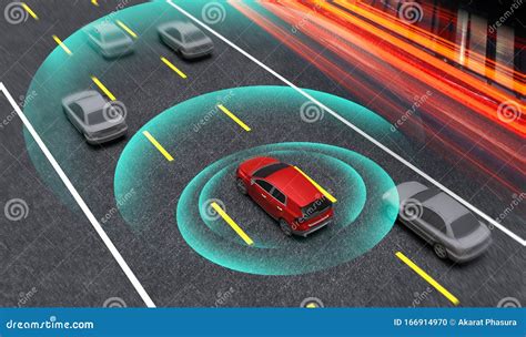 Smart Car Autopilot Self Driving Mode Vehicle With Radar Signal System 3d Rendering