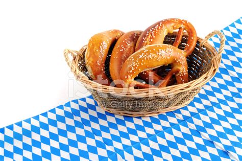Brezel Auf Blau Weiß Bayerische Servietten Typisch Oktoberfest Essen