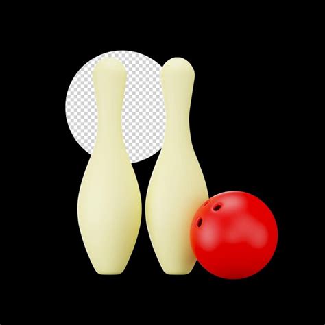 Premium Psd 3d Render Of Bowling Pins With Ball Red And Yellow Icon