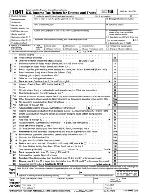 2018 Form Irs 1041 Fill Online Printable Fillable Blank Pdffiller