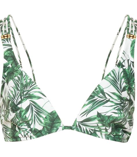 Lyst Reiss Tigra B Palm Print Bikini Top In Green