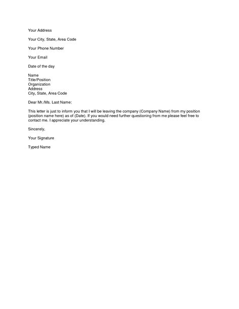 11 Simple Letter Of Resignation Template Uk 36guide