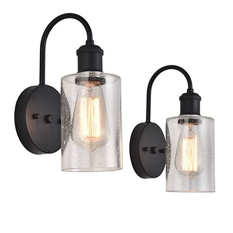Ideal for bathrooms, bedrooms, hallways, and more, this rustic industrial wall light has a rich, textured coffee bronze finish with wire metal shades dimensions: Cuaulans Industrial 2 Pack Glass Wall Lamps Sconce Light, Black Wall Sconce Bubble Glass Shade ...