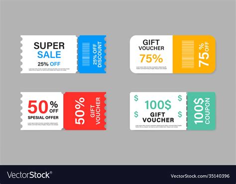 Coupon Promotion Sale Collection Isolated Vector Image