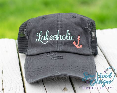 Lakeaholic Distressed Baseball Cap Custom Trucker Hat For Women Lake
