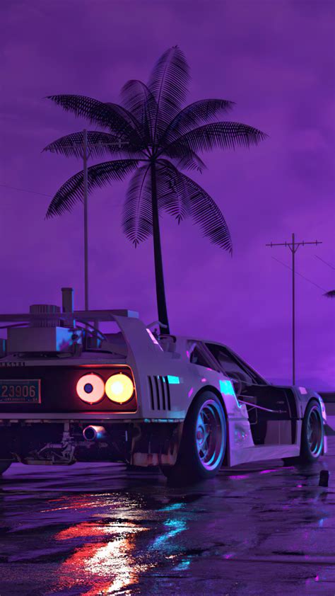 1080x1920 Retro Wave Sunset And Running Car Iphone 7 6s